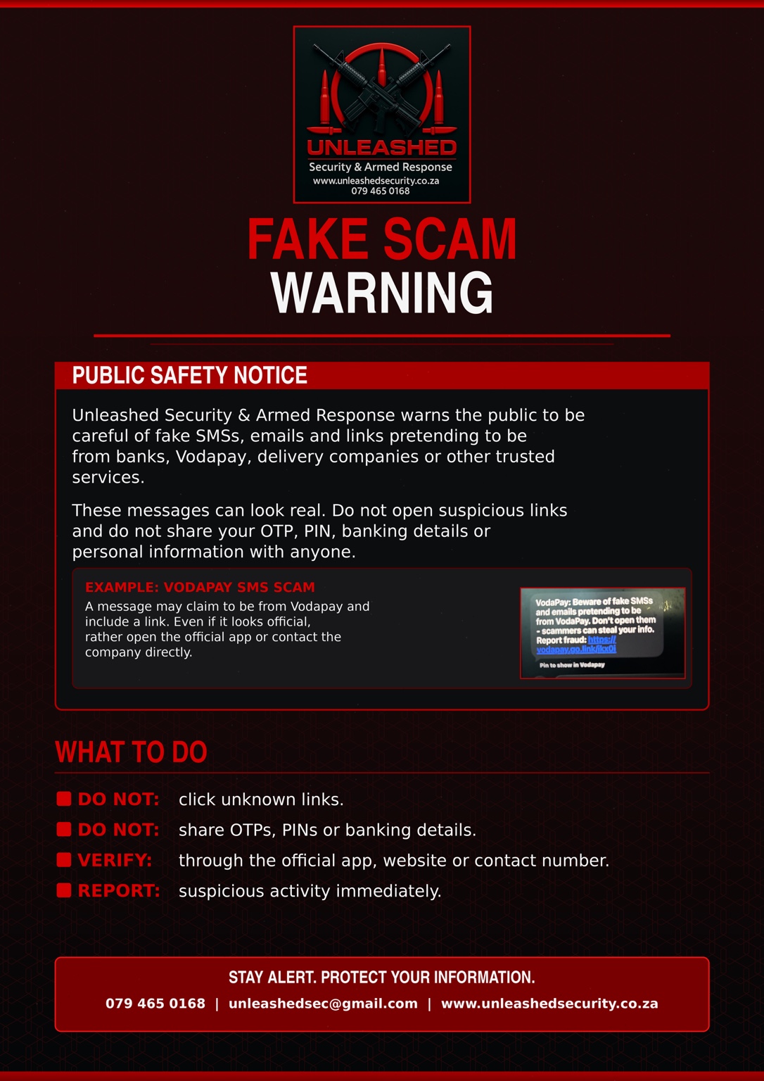 Fake scam warning safety notice