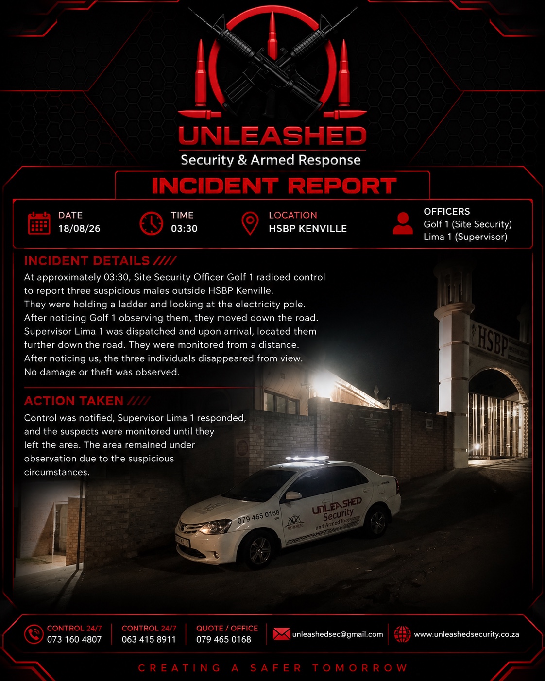 Incident report for HSBP Kenville ladder suspects