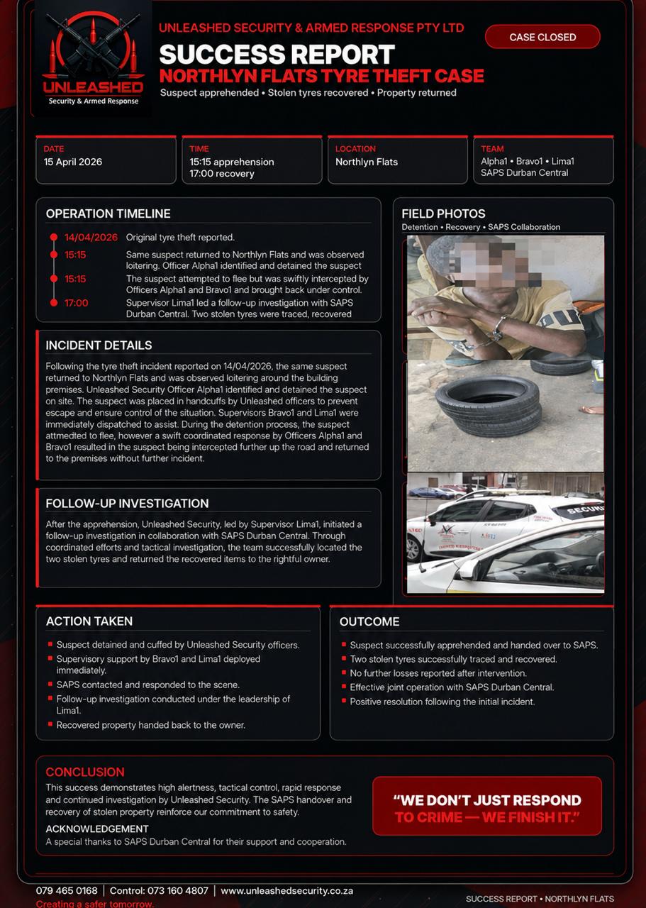 Success report for Northlyn Flats tyre theft case