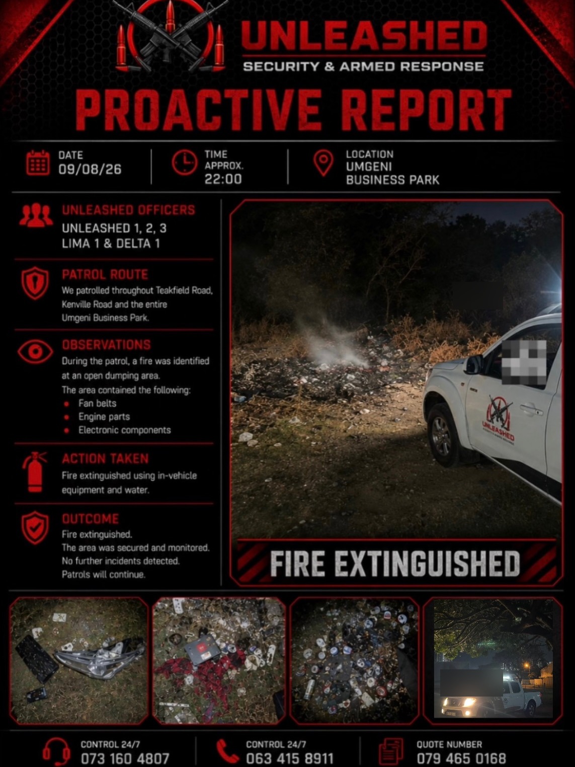 Proactive report for Umgeni Business Park fire extinguished